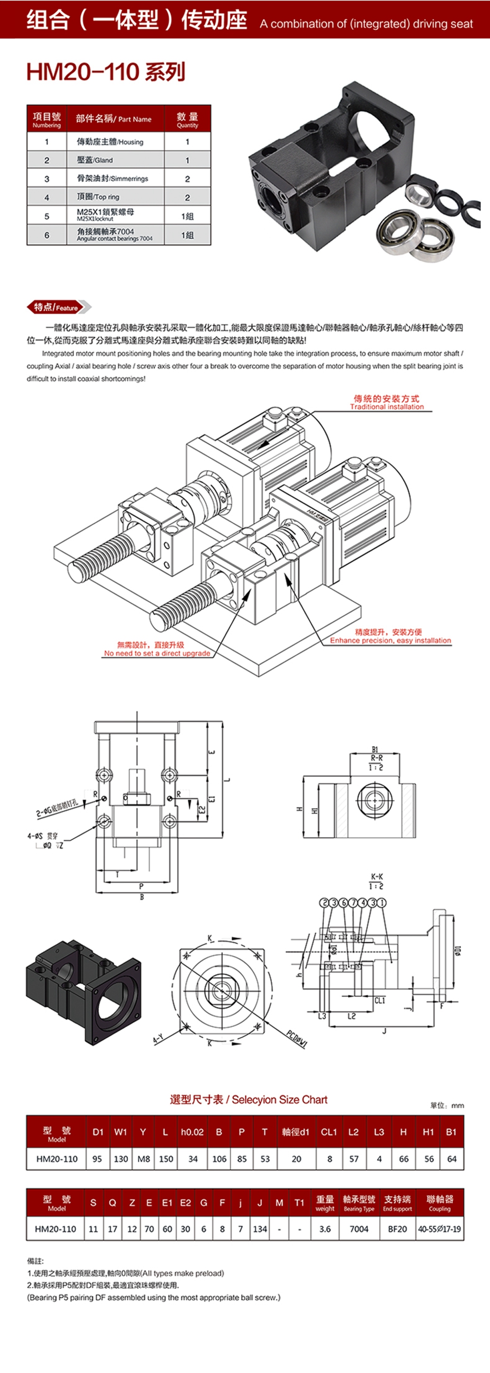 HM20-110电机座马达座传动座丝杆专用座