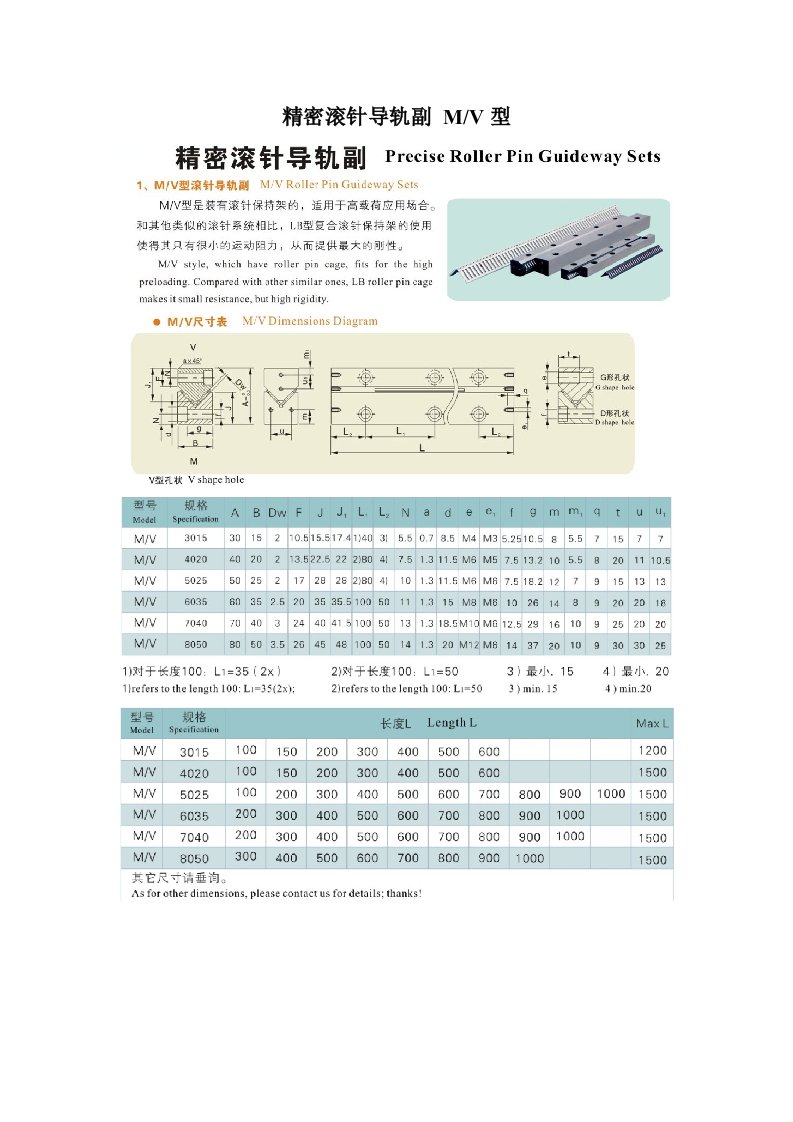 精密滚针导轨副