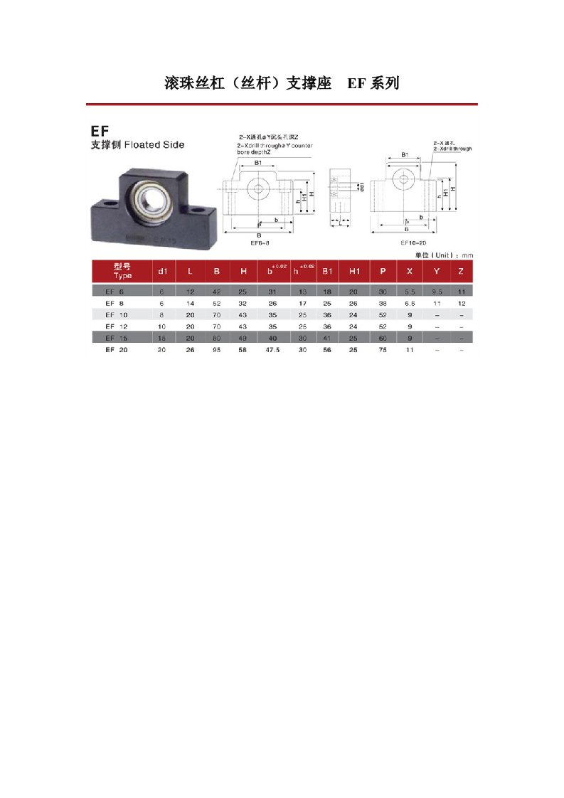 丝杠支撑座 EF系列