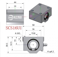 SCS16UU直线轴承尺寸箱式直线轴承图纸